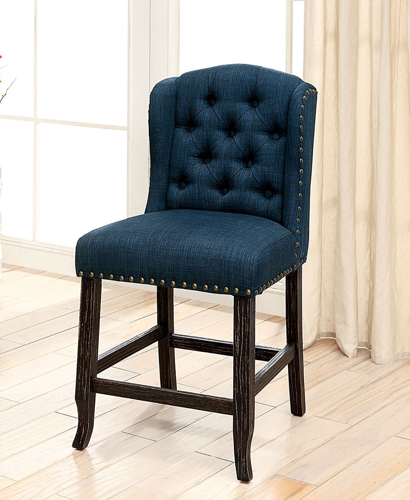 SANIA Antique Black Counter Ht. Wingback Chair (2/CTN)