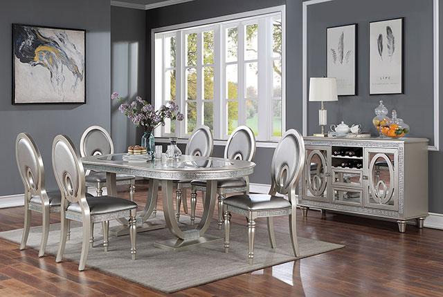 CATHALINA Oval Dining Table, Silver