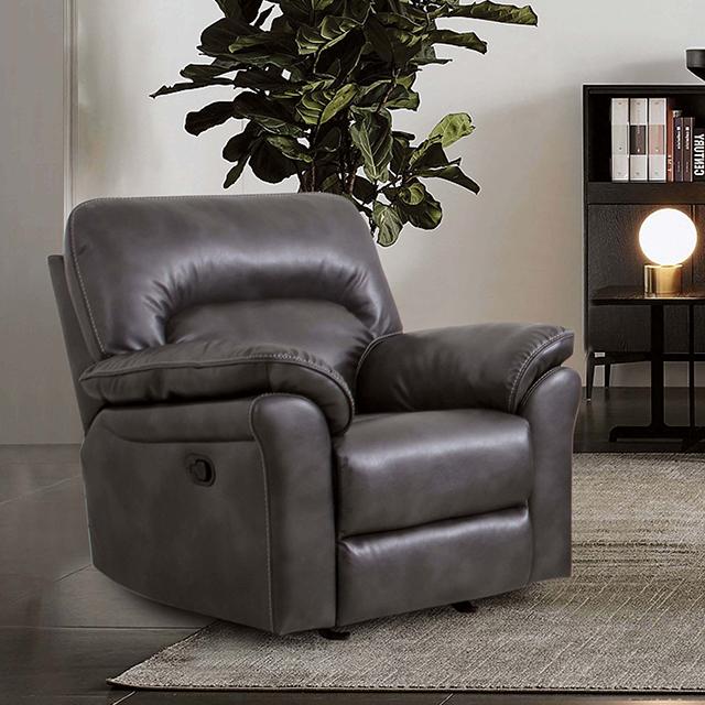 JOSIAS Glider Recliner, Dark Gray Leatherette image