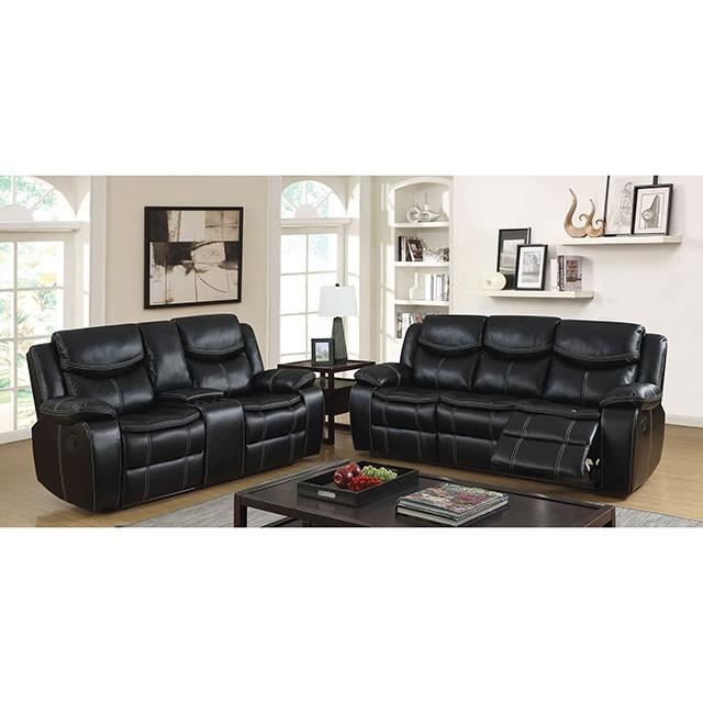 GATRIA Black Console Love Seat w/ 2 Recliners image