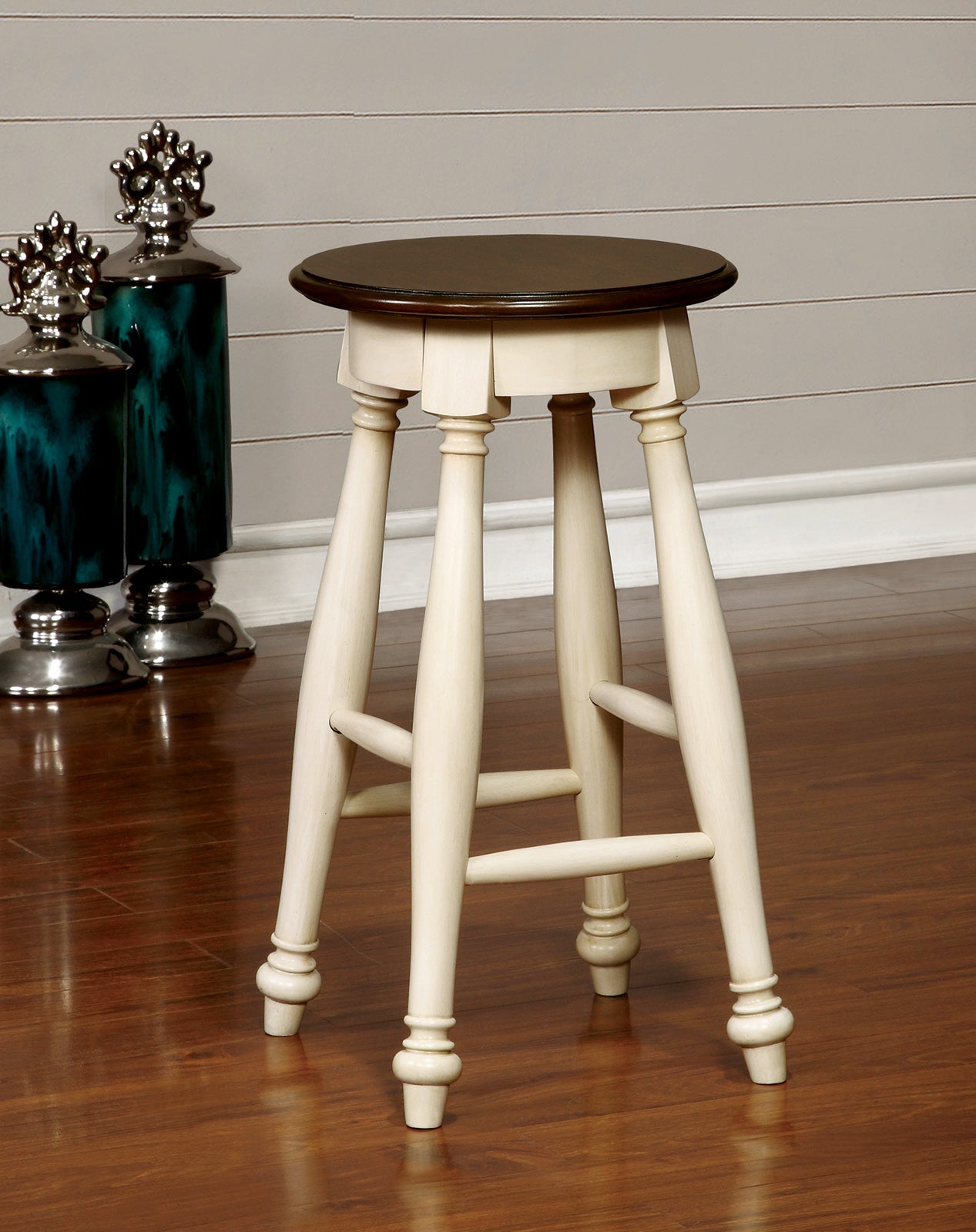 SABRINA Off White/Cherry Counter Ht. Stool, Cherry & White (2/CTN) image