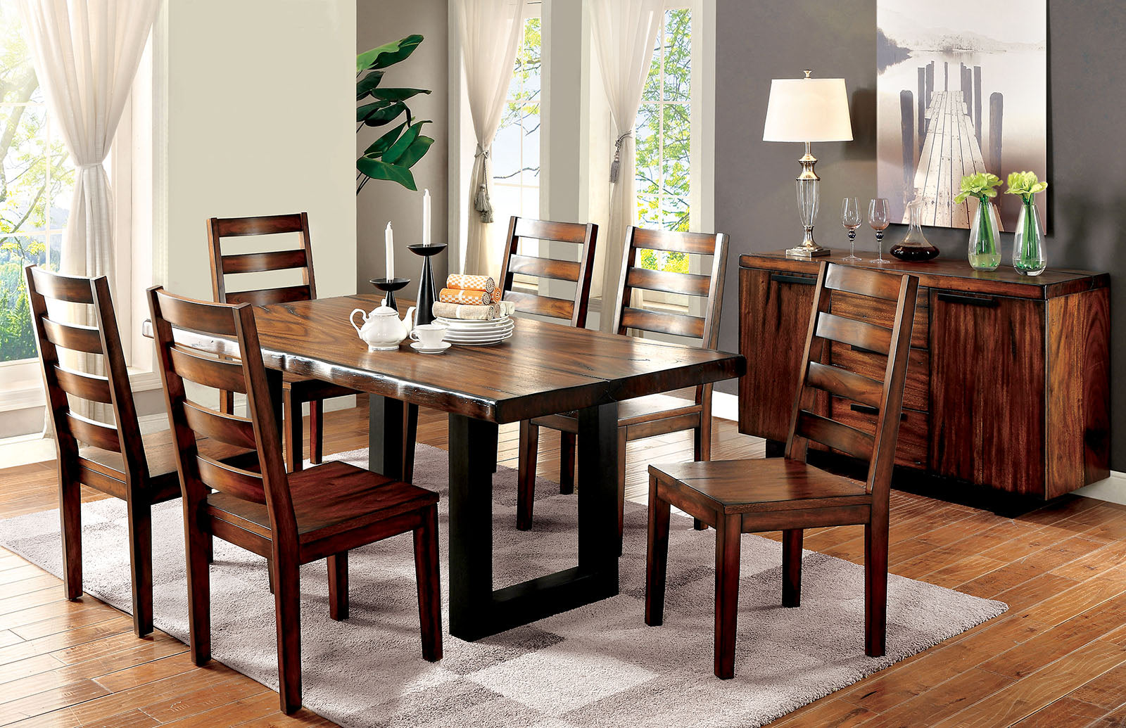 MADDISON Tobacco Oak/Black Dining Table image