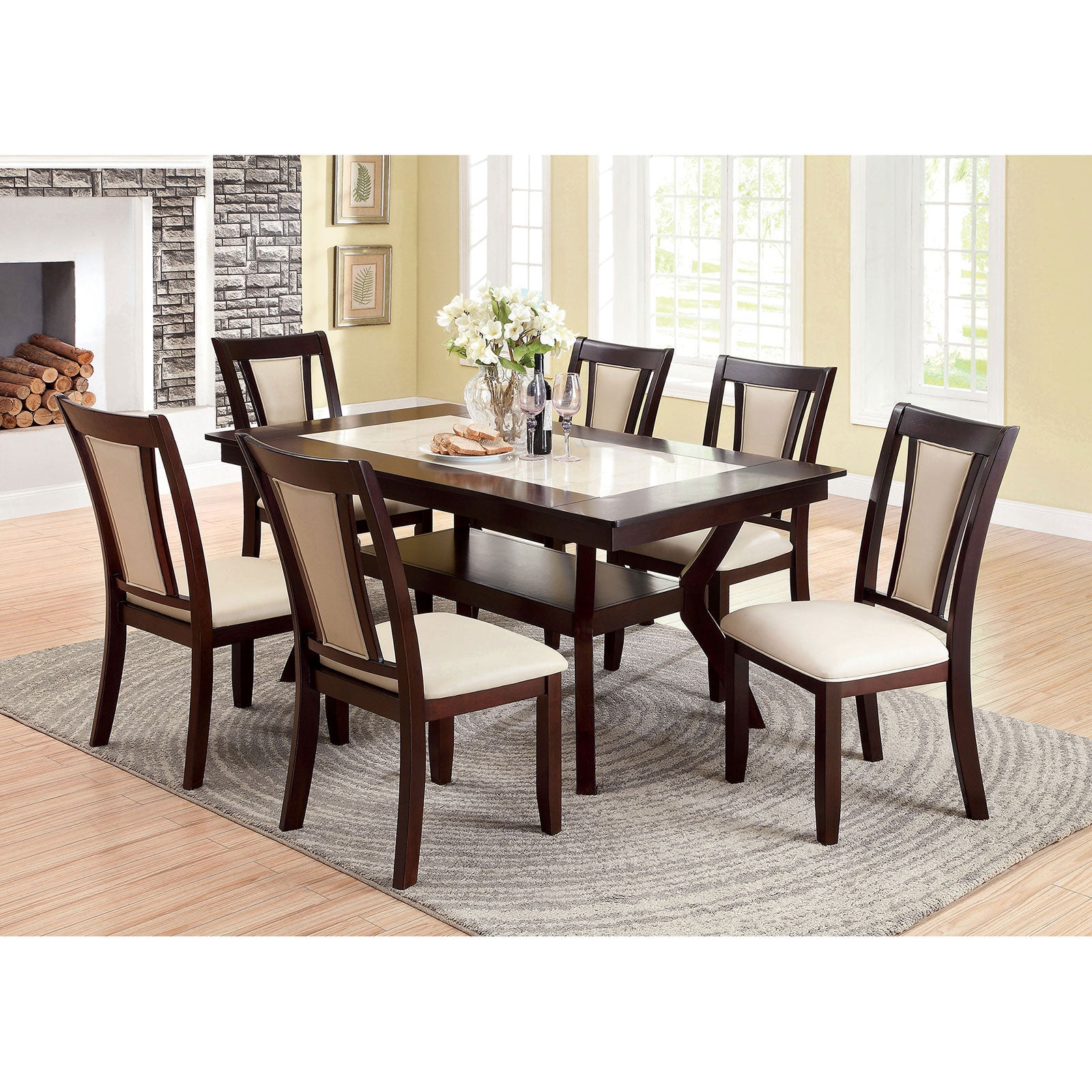 BRENT Dark Cherry 7 Pc. Dining Table Set image