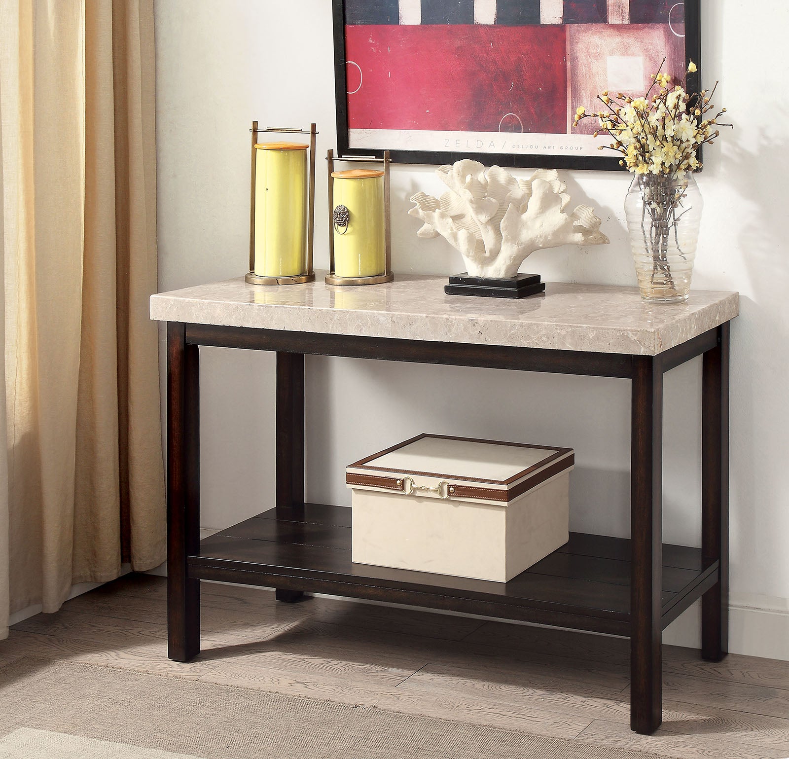 Calgary Dark Walnut/Ivory Sofa Table image