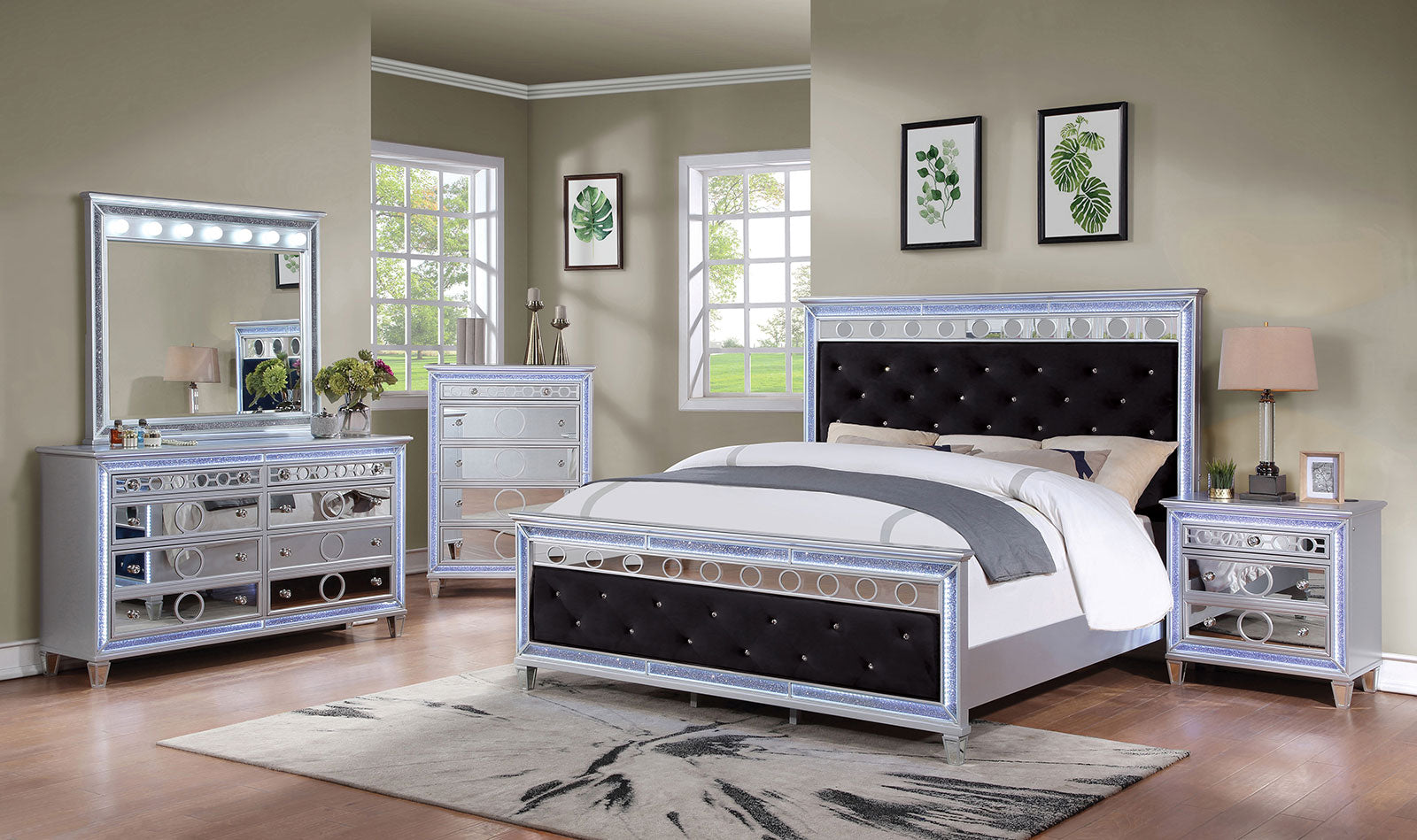 MAIREAD Queen Bed, Silver/Black image