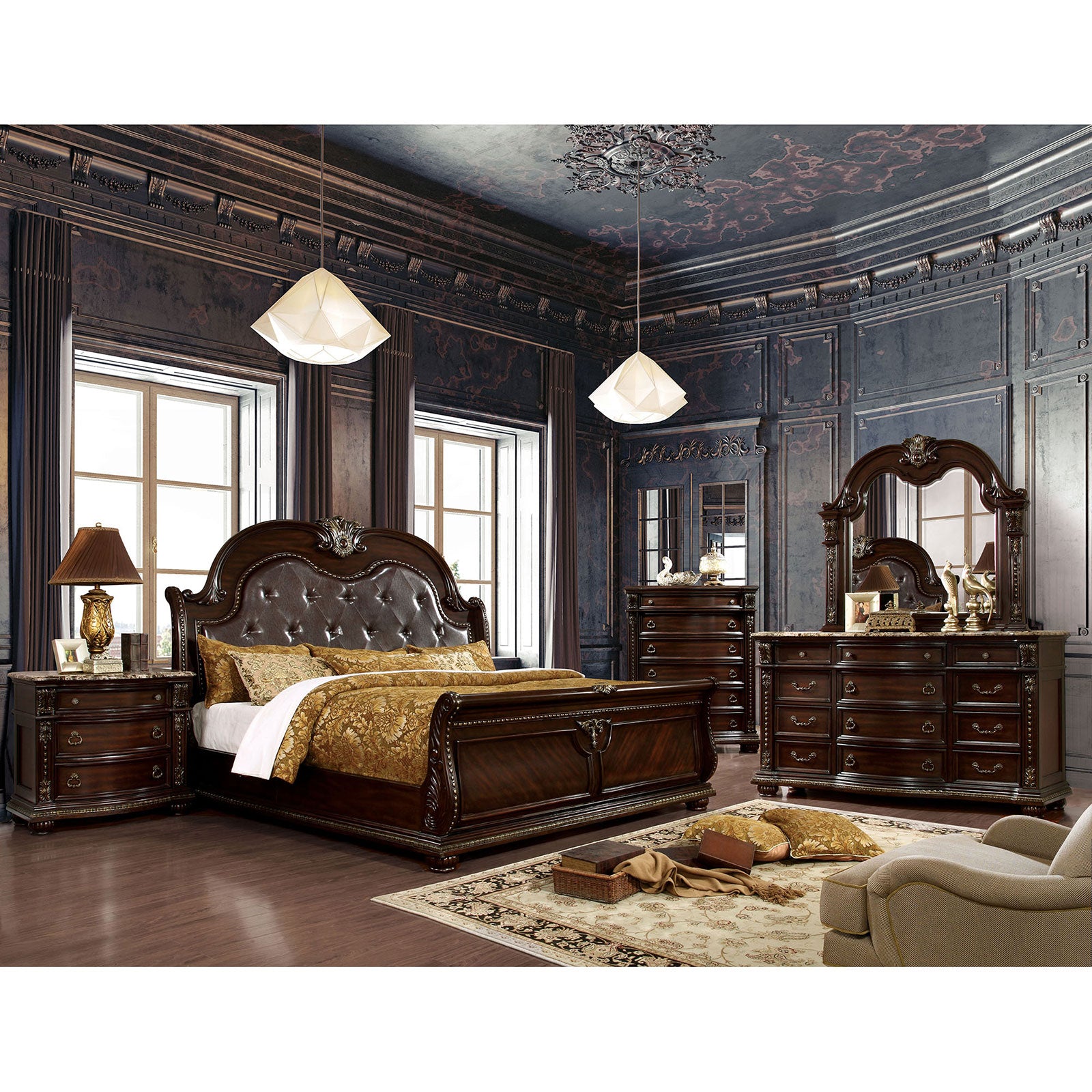 Fromberg Brown Cherry 5 Pc. Queen Bedroom Set w/ 2NS image